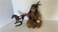 (1) Native American doll (1) horse decoration