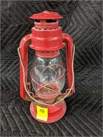 Vintage Red Lantern with Glass