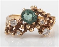 10-14K YELLOW GOLD & GEMSTONE RING