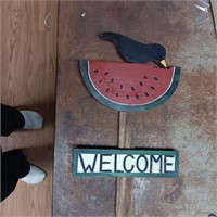 Crow & Watermelon Welcome Sign