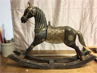 Brass and wood rocking horse