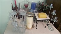 Candle Holders, Vase, Etc Items on top of Cabinet