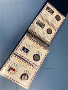56 STATES OF THE UNION COINS & STAMPS IN BINDER