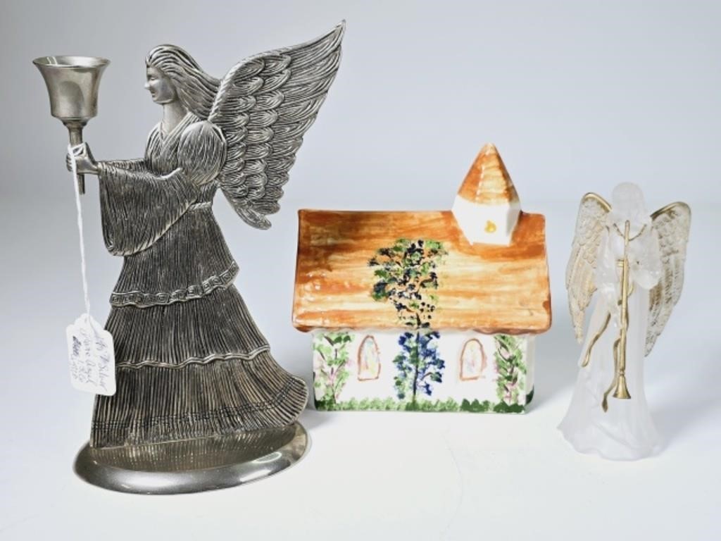 Silver plate Angel, Hand painted Church