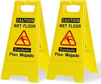 Wet Floor Sign  Foldable  Bilingual  2-Pack