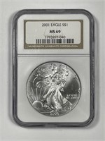 2001 Silver America Eagle NGC MS69