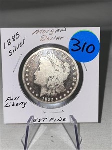 1885 Silver Morgan Dollar Ful Liberty Ext Fine