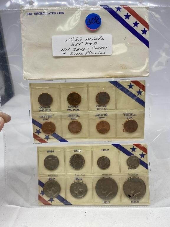 1982-Mint Set P&D All 7 Copper & Zinc Pennies