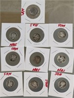 9 MERCURY DIMES 1 ROOSEVELT