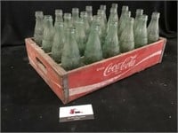 Wood Coke Bottle Crate & 8 oz Bottles