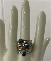 HAGIT GORALI ISRAEL STERLING RING WITH PEARLS