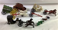 Lot of miscellaneous cast iron wagon parts
