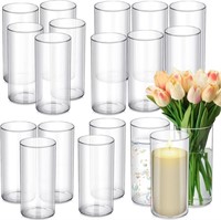 Lot of 29 Glass 8 x 4 Inch Clear Cylinder Vases