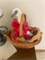 Basket and wooden bird