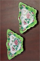 Lot of Two Enamel Butterfly Form Trays