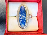 FINE SILVER RING WITH LAPIS LAZULI STONE