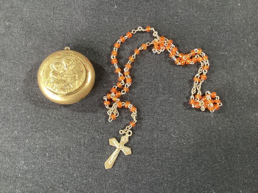Early Rosary Beads in Brass Case,Germany