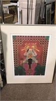 Framed and matted African art print signed and