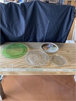 Assorted platters and plates, one Uranium glass