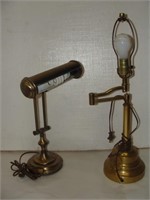 Two Brass Adjustable Lamps