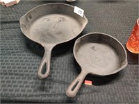 9" and 6" cast iron frying pans