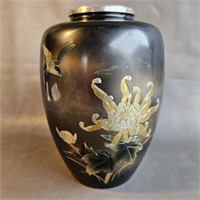 Chokin Style Metal Vase -Vintage Japan