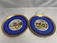 VINTAGE HACHIYA BROTHERS SET OF TWO GAME PLATES