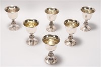 Six Elizabeth II Sterling Silver Goblets,