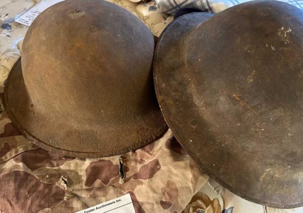 3 pcs 2 Vintage Metal WW I Helmets