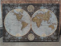 Geography Wall Art on Canvas, 35.5inX23.5in