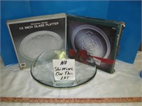 Glass Center Bowl & 2pc NEW Glass Holiday Trays
