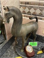 Hollywood Regency Copper Tang Horse W/ Stand