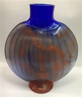 Kosta Boda Blue And Red Art Glass Vase