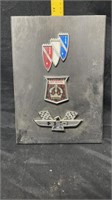 emblems on a board