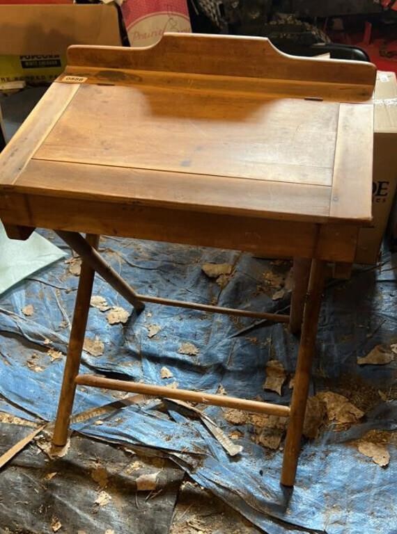 Child's Folding Oak Desk, Vintage