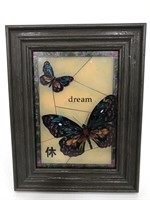Framed stain glass butterfly art