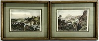 2 Vintage Scenic Italian Engraving Art Prints