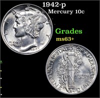 1942-p Mercury 10c Grades Select+ Unc