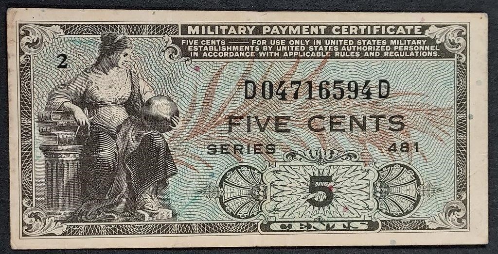 Series 481  5 Cents Military Payment Certificate