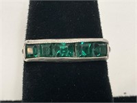 Sterling Green Stones Ring Marked H.A.S. 1.8gr TW