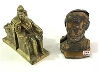 2 Pair of Metal Abe Lincoln Design Bookends