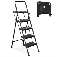 HBTower 4 Step Ladder with Tool Tray, Folding Step