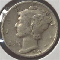 Silver 1942 Mercury dime