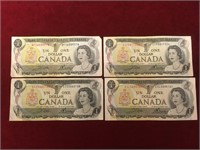 4 - 1973 $1 Canada Bank Notes