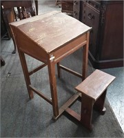 School Desk & Attached Stool 34", 21