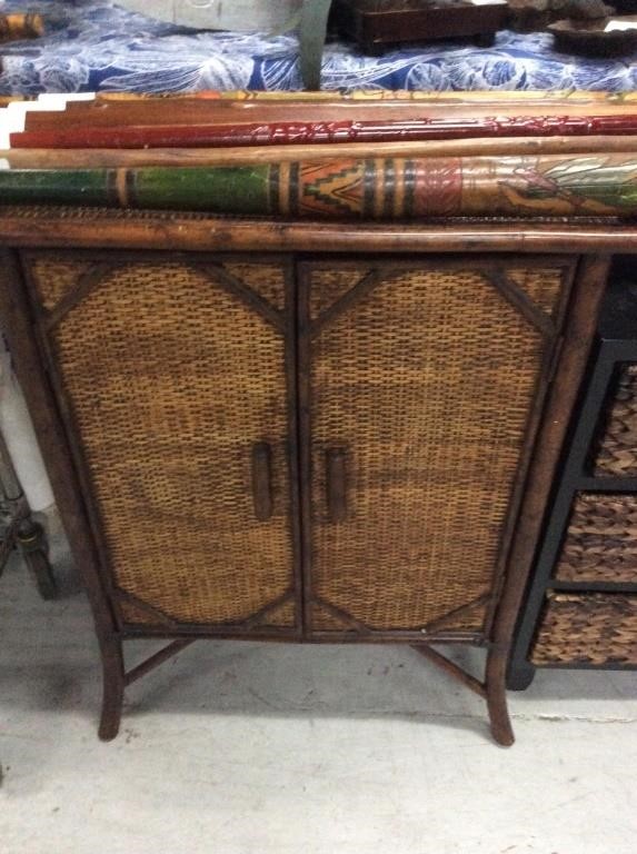 Wicker two door cabinet