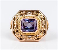 Jewelry 14kt Yellow Gold Synthetic Sapphire Ring