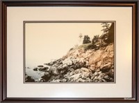 Framed Photograph - Ocean Cliff w/ House