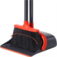 Broom and Dustpan Set  Long Handle  Red