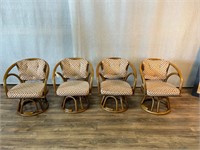 4pc Mid Century Modern Style Rattan Chairs